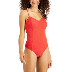 Red Bodysuit Just Polly Ribbed Chain-Strap, Brand New with tags, XL Juniors